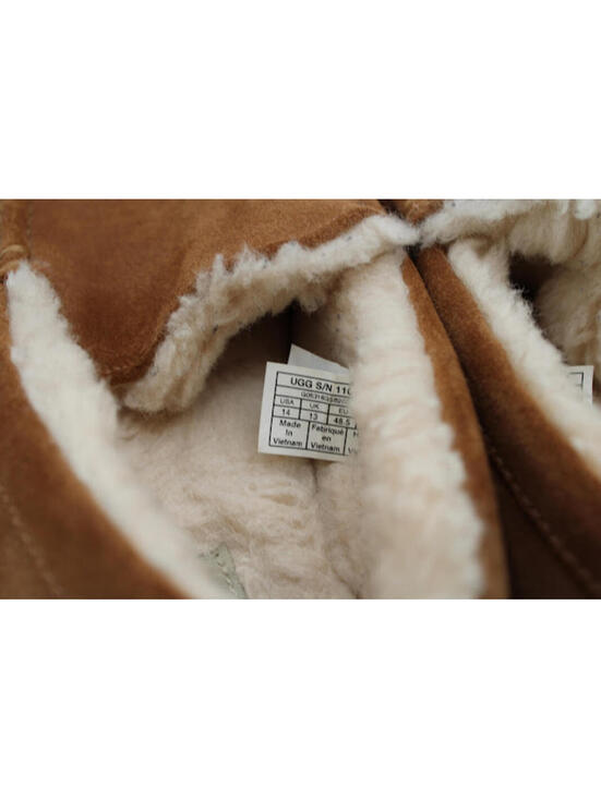 UGG Ascot Tan Light Brown Suede Moccasin Slippers Shearling Lined Men\'s Size 14 main image 4